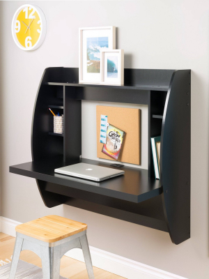 Floating Desk With Storage Black - Prepac