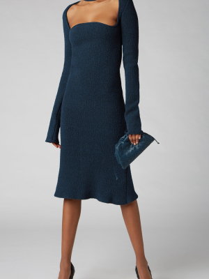 Cutout Turtleneck Stretch-wool Crepe Dress