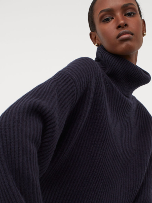 Ribbed Wool Turtleneck Sweater