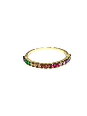 Sterling Rainbow Circle Crystal Ring