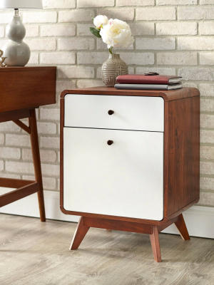 Cassie 2 Drawer File Cabinet White/walnut - Buylateral
