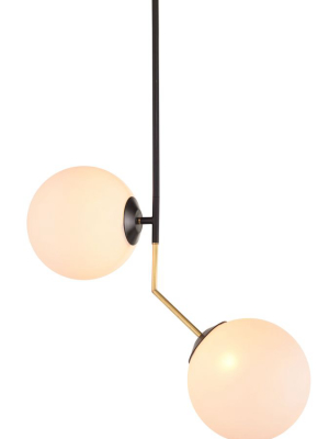 Declan Pendant With Two Large Floating Frosted White Globes