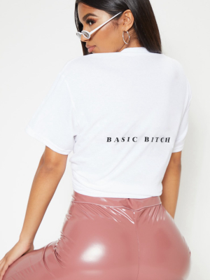 White Slogan Back Basic Bitch T-shirt