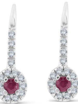 Pompeii3 1/4ct Ruby & Diamond Drop White Gold Earrings 14k White Gold