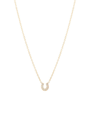 14k Itty Bitty Pave Diamond Horseshoe Necklace