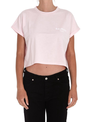 Balmain Logo Printed Cropped T-shirt