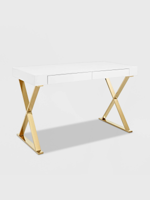 Sector Office Desk White Gold - Modway