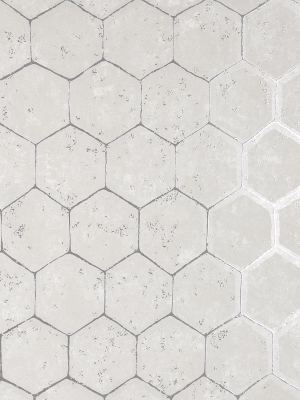 Starling Honeycomb Wallpaper In Silver From The Polished Collection By Brewster Home Fashions