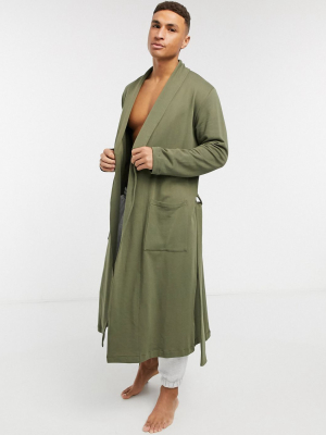 Asos Design Lounge Dressing Gown In Khaki