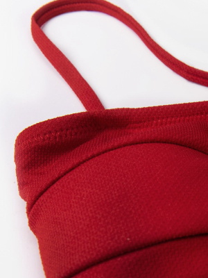 Red And Stripe Cutout Bandeau Bikini