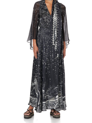 Wrap Dress With Neck Tie Midnight Pearl