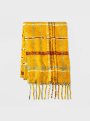 Women's Plaid Scarf - A New Day™ Yellow