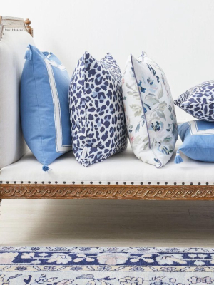 Azure Ribbon Trim Tassel Pillow