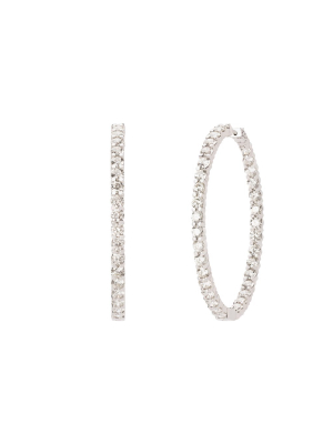 Inside Out Large Diamond Hoops - White Gold