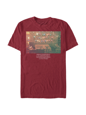 Men's Stranger Things Christmas Lights Portrait T-shirt