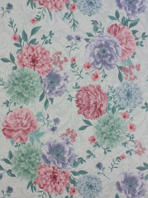 Sample Duchess Garden Wallpaper In Ice And Violet From The Belvoir Collection By Matthew Williamson