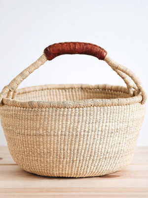 Basic Bolga Basket - Brown Leather Handle