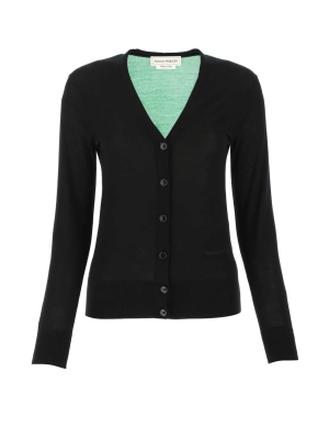 Alexander Mcqueen Contrast-panelled V-neck Cardigan