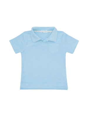 Boys Blue French Terry Polo Shirt