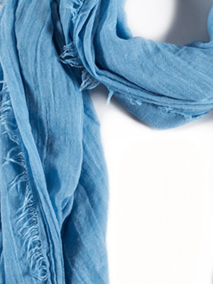 Lightweight Frayed Scarf - French Blue