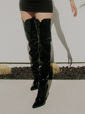 Naoyuki Vegan Leather Over The Knee Boots