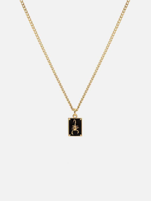 Scorpius Pendant Necklace, Gold Vermeil/black