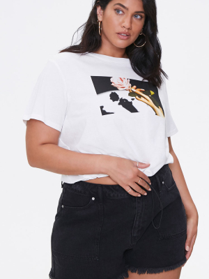 Plus Size Rose Graphic Toggle Tee