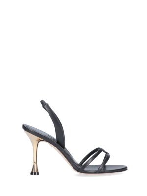 Manolo Blahnik Racita Metallic Strapped Sandals