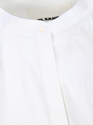 Jil Sander Collarless Puff-sleeve Shirt