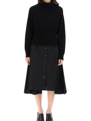 Sacai Pleated Layered Shirt Dress