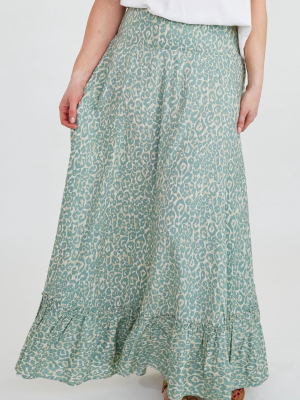 Julianne Maxi Skirt | Leopard Khaki/ Taupe