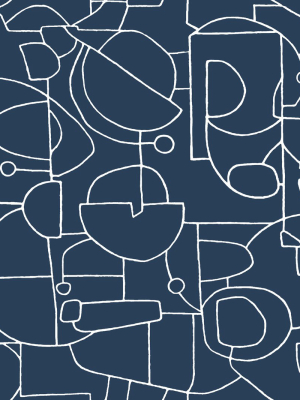 Robotics Peel & Stick Wallpaper In Navy From The Risky Business Iii Collection By York Wallcoverings