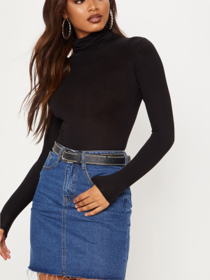 Tall Black Roll Neck Bodysuit