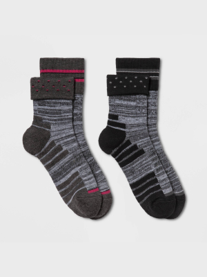 Women's Midweight Cushioned All Purpose Wool Blend 2pk Convertible Crew Socks - All In Motion™ 4-10