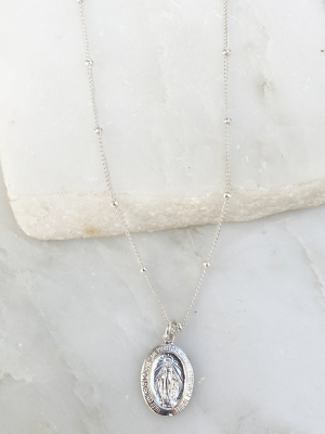 Mother Mary Necklace, Silver