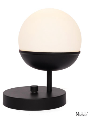 Black Off Center Globe Table Light