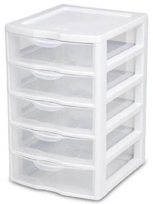 Sterilite Clearview Small Plastic 5 Drawer Desktop Storage System (4 Pack)