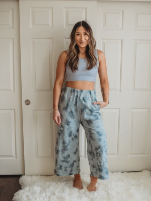 Wide Leg Organic Lounge Pant - Ocean Mist