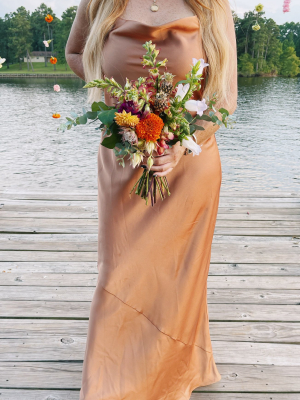 Tuscany Maxi Slip Dress ~ Copper Luxe Satin