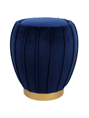 Velvet Ottoman Dark Blue/gold - Decor Therapy