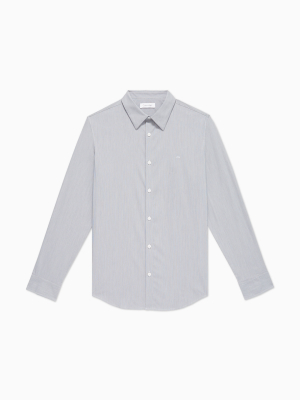 Slim Fit Stretch Cotton Microstripe Shirt