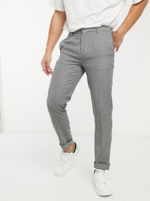 River Island Skinny Smart Pants In Stripe