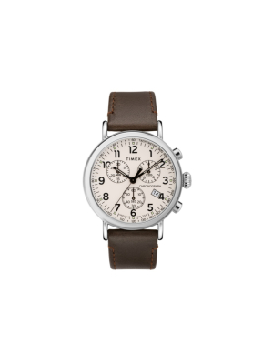 Timex Standard Chronograph 41mm Leather Strap Watch