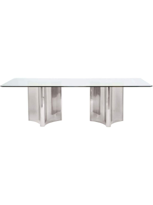 Abbott Rectangular Dining Table, Polished Stainless