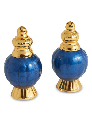 Julia Knight Peony 4" Salt And Pepper Set In Gold Sapphire