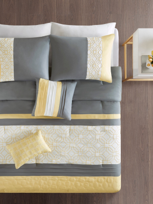 5pc Merissi Embroidered Comforter Set Yellow/gray