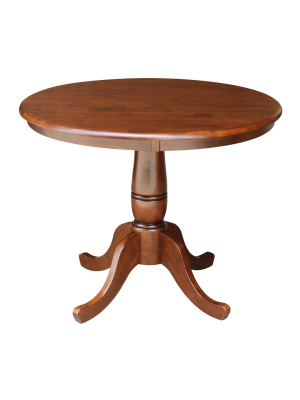 36" Round Top Pedestal Table - Brown - International Concepts