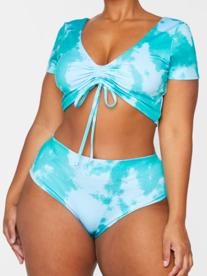 Plus Teal Tie Dye Bikini Bottoms