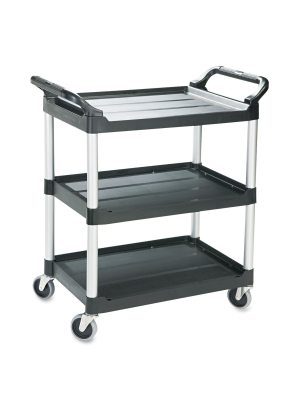 Rubbermaid Commercial Economy Plastic Cart Three-shelf 18-5/8w X 33-5/8d X 37-3/4h Black 342488bla