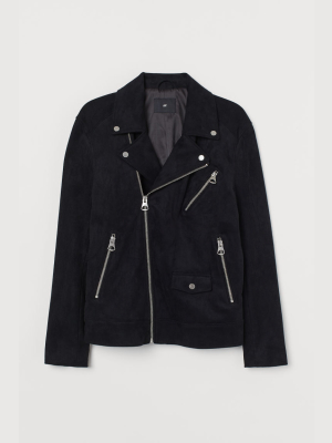 Faux Suede Biker Jacket